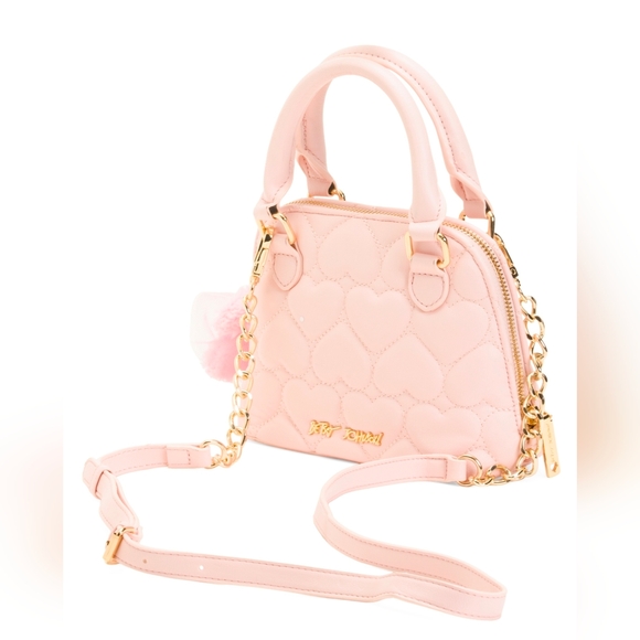 Betsey Johnson Pink Heart Crossbody Bag with Teddy Bear and Bow Charms NWT NIB - Picture 4 of 8